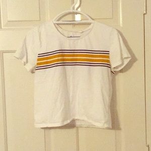 White Yellow-and-Navy Striped Tee